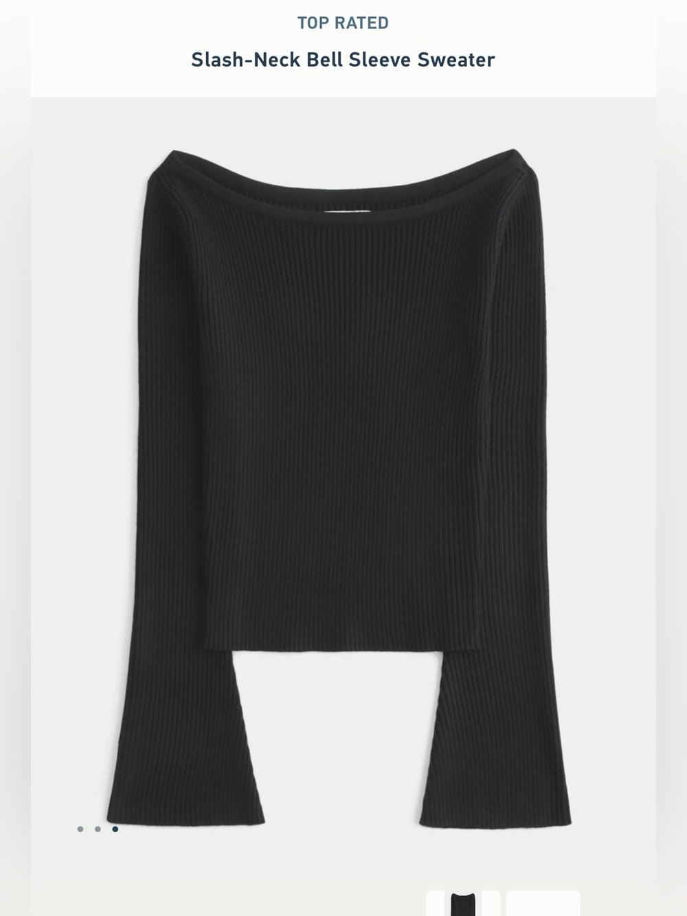 Hollister Slash-Neck Black Bell Sleeve Sweater